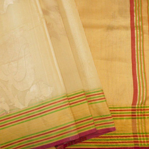 Beige Pure Handloom Cotton Saree from banarasiya