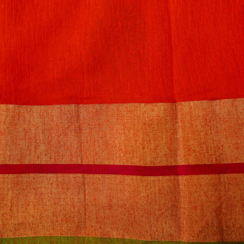 Red Color Pure Handloom Cotton Saree- banarasiya