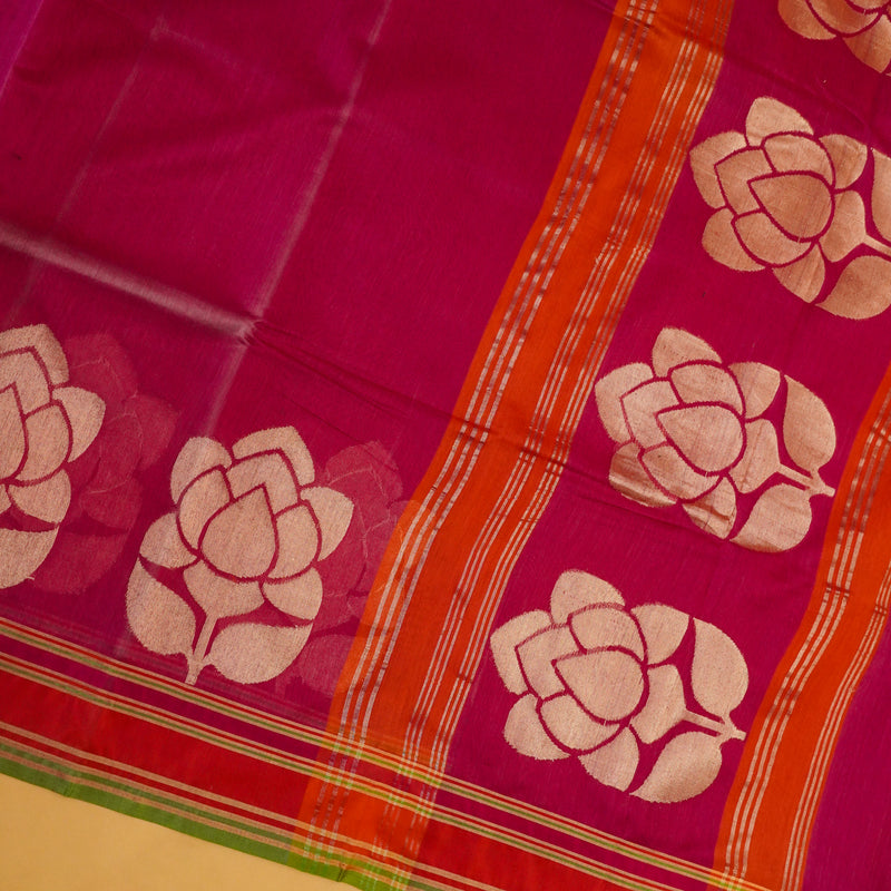 Magenta Pure Handloom Cotton Saree from banarasaiya