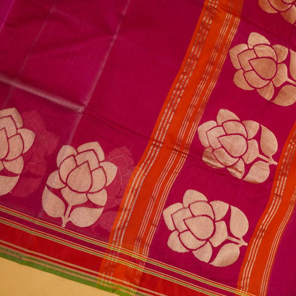 Magenta Pink Color Pure Handloom Cotton Saree-Banarasiya