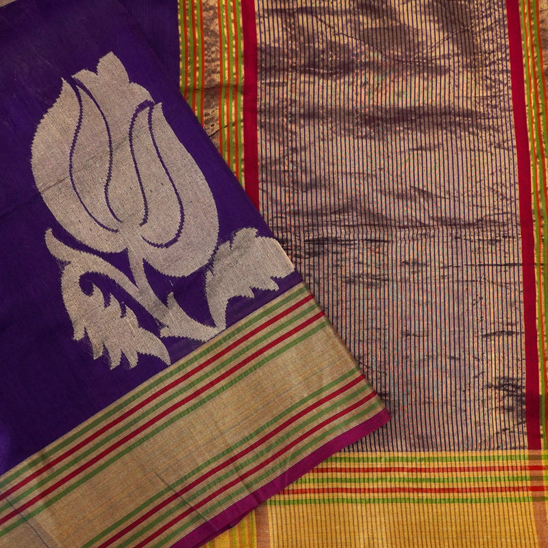 Purple Color Pure Handloom Cotton Saree-Banarasiya