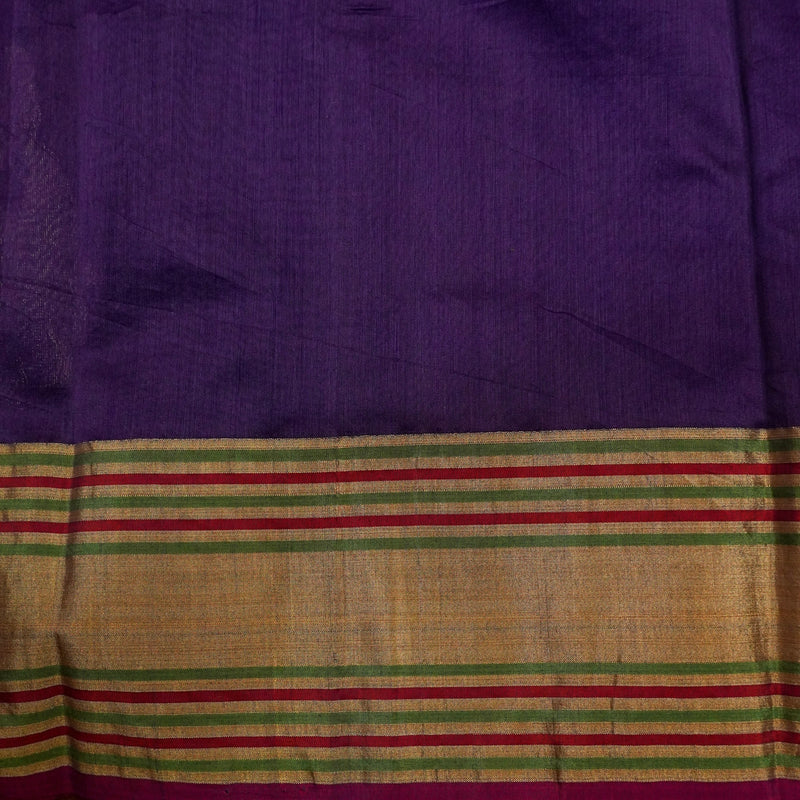 Dark Violet Color Pure Handloom Cotton Saree