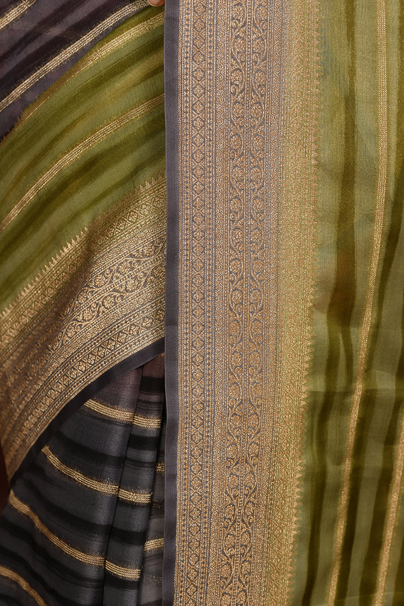 Multi-color hand dyed Pure Chinya Silk Saree