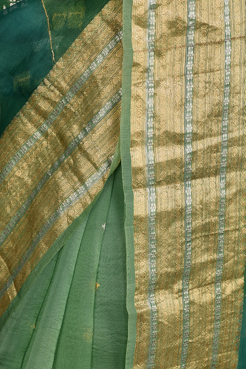 Green Pure Organza Handloom Silk Saree