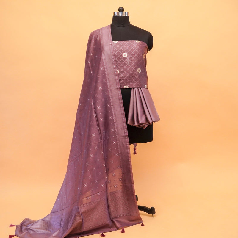 Shayari Purple Dual Shaded Woven Chinya Silk Suit with Dupatta