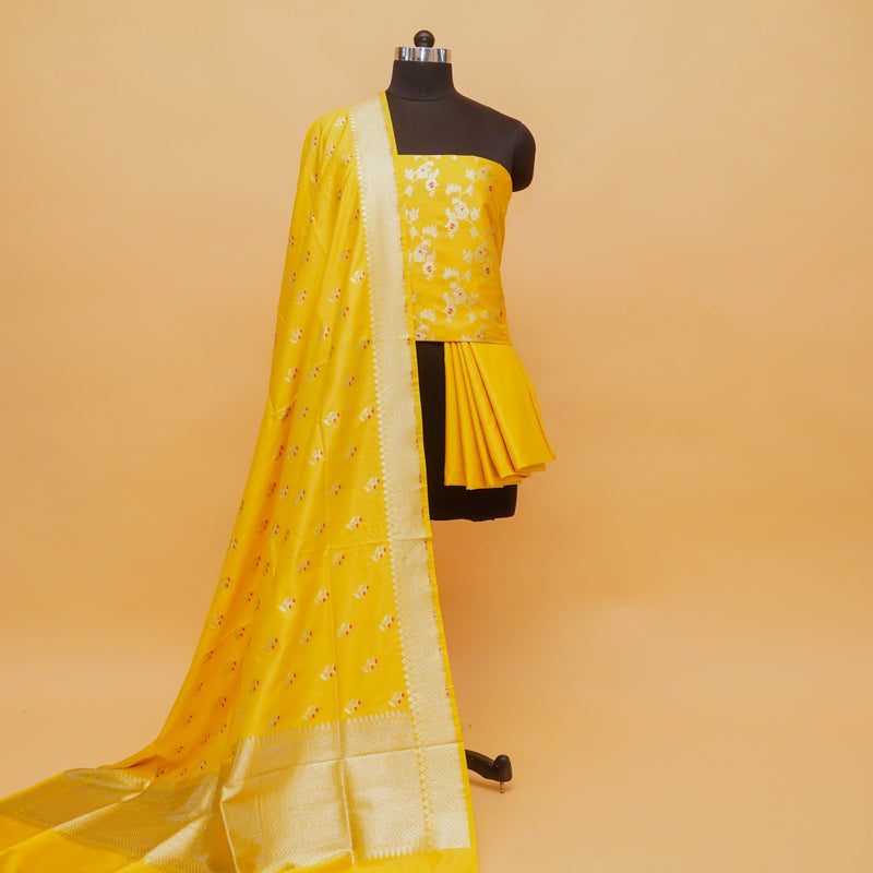 Shayari Peeli Woven Chinya Silk Suit with Dupatta