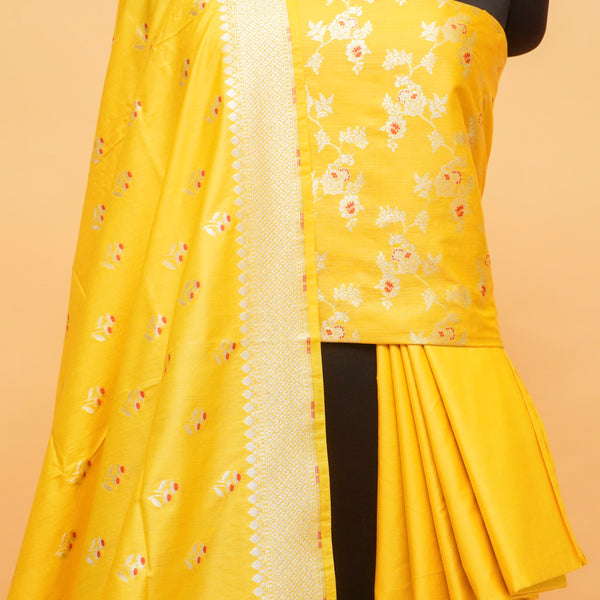 Shayari Peeli Woven Chinya Silk Suit with Dupatta