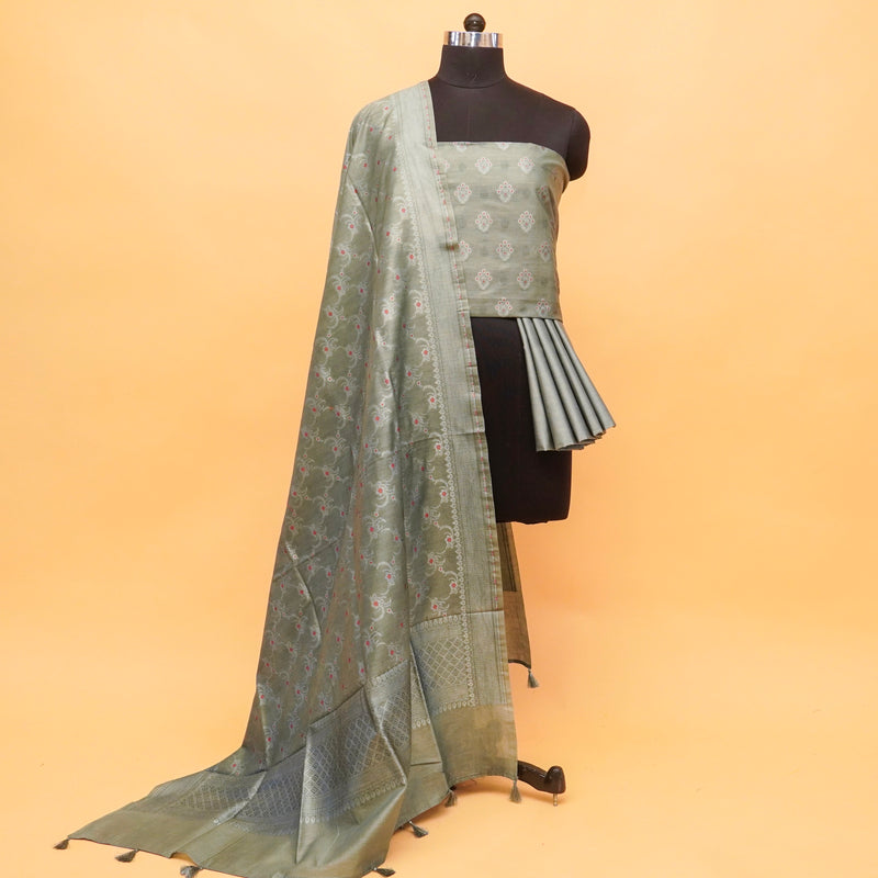Shayari Chandi Woven Chinya Silk Suit with Dupatta