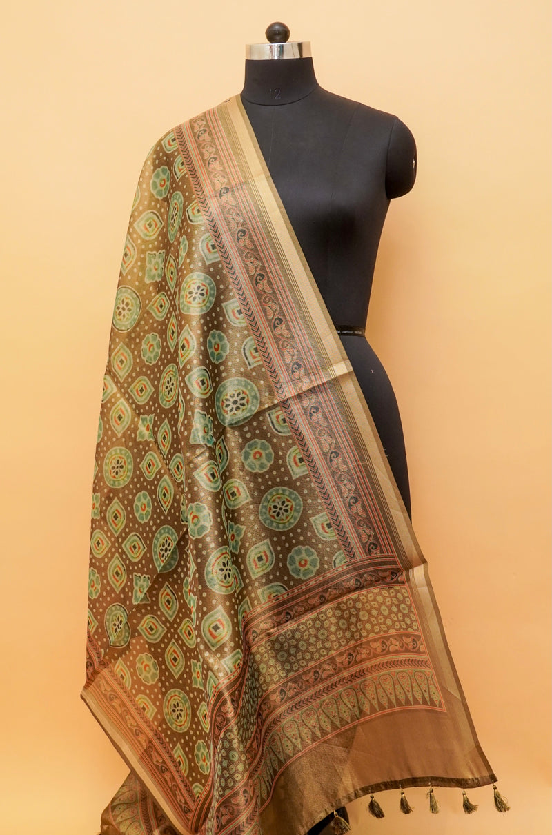 Rekhta Mehndi Printed Tissue Silk Dupatta