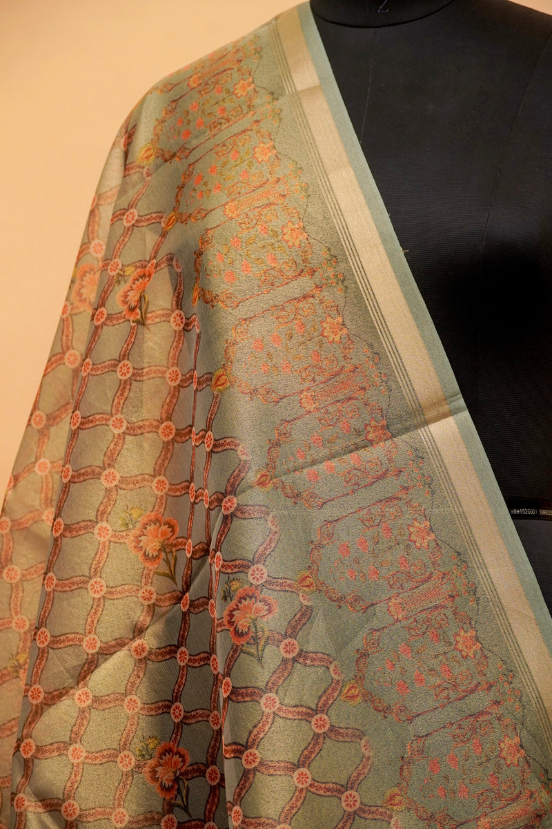 Rekhta Peeli Printed Tissue Silk Dupatta