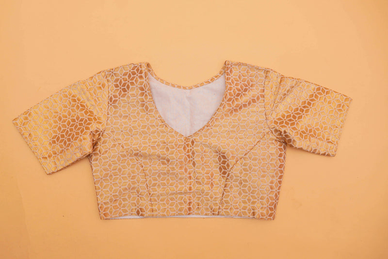 Gold Cotton Silk Stitched Blouse