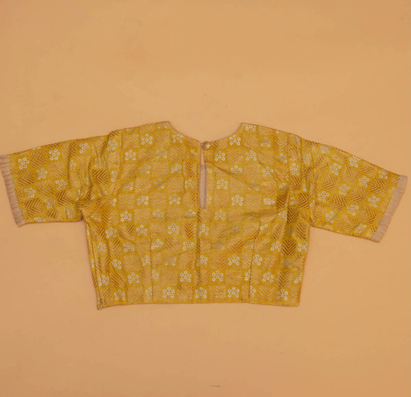 Yellow Cotton Silk Stitched Blouse
