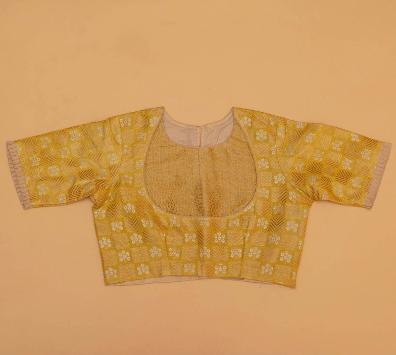 Yellow Cotton Silk Stitched Blouse