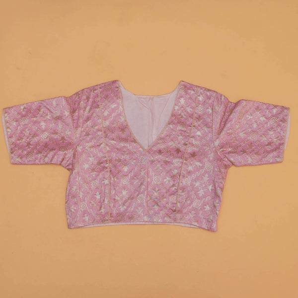 Pink Cotton Silk Stitched Blouse