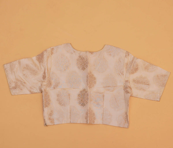 Cream Cotton Silk Stitched Blouse