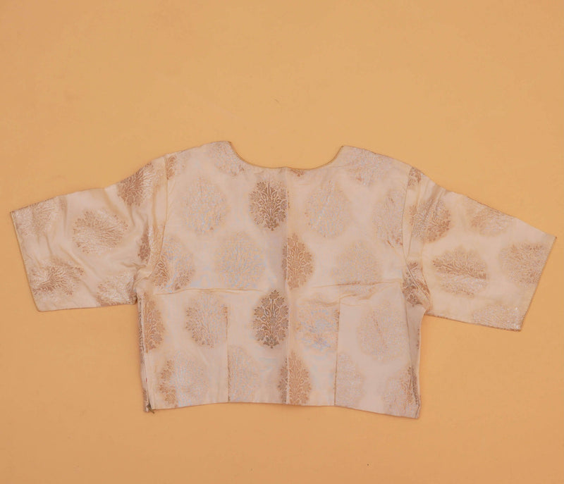 Cream Cotton Silk Stitched Blouse