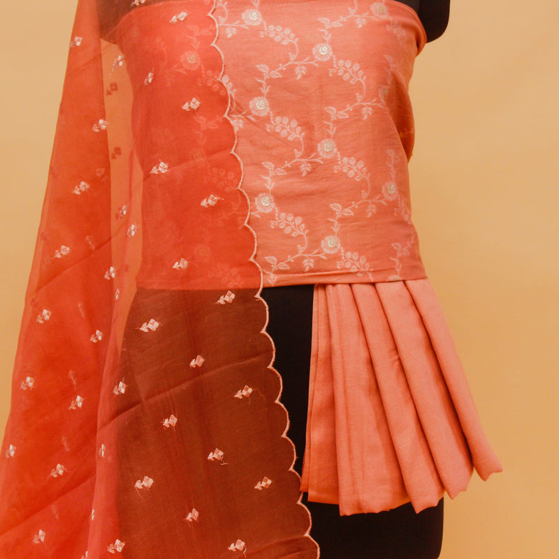 Buy Orange Chanderi Silk Embroidery Round Sitara Anarkali Sharara Set For  Women by Loka by Veerali Raveshia Online at Aza Fashions.